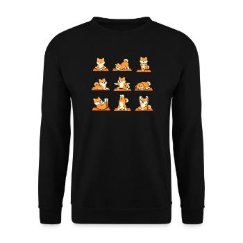 Shiba Inu Yoga Poses Funny Dog Sports - Unisex Sweatshirt - black - Front - Alina (178cm) & Michal (187cm)