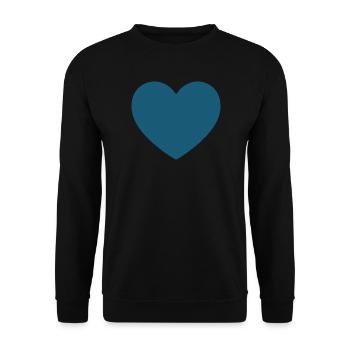 blaues Herz Geschenk Valentinstag - Unisex Pullover - Schwarz - Vorne - Alina (178cm) & Michal (187cm)