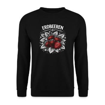 Erdbeeren Kontrast Illustration - Unisex Pullover - Schwarz - Vorne - Alina (178cm) & Michal (187cm)