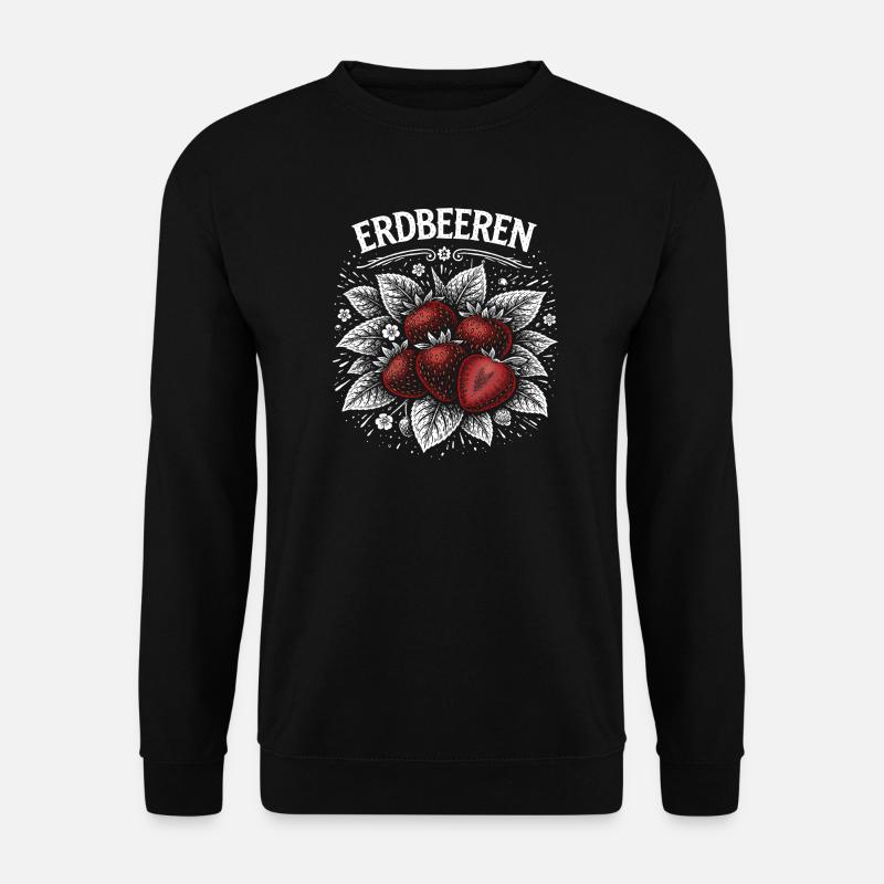 Erdbeeren Kontrast Illustration - Unisex Pullover - Schwarz