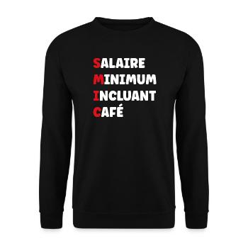 Minimum Wage Including Coffee SMIC - Unisex Sweatshirt - black - Front - Alina (178cm) & Michal (187cm)