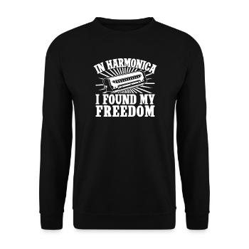 Harmonica Musican Found My Freedom Harmonica - Unisex Pullover - Schwarz - Vorne - Alina (178cm) & Michal (187cm)