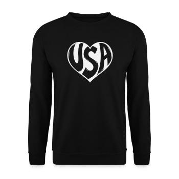 Heart USA Typo - Unisex Sweatshirt - black - Front - Alina (178cm) & Michal (187cm)