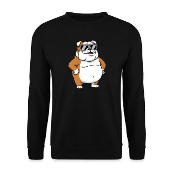 Sun Bulldog Sunglasses Fat Cool Dog - Unisex Sweatshirt - black - Front - Alina (178cm) & Michal (187cm)