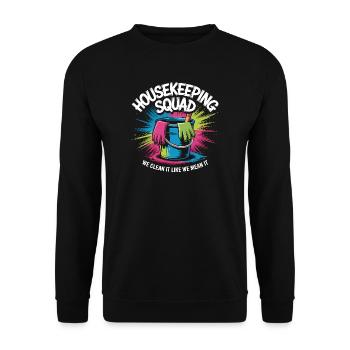 Funny Cleaning Design - Unisex Sweatshirt - black - Front - Alina (178cm) & Michal (187cm)