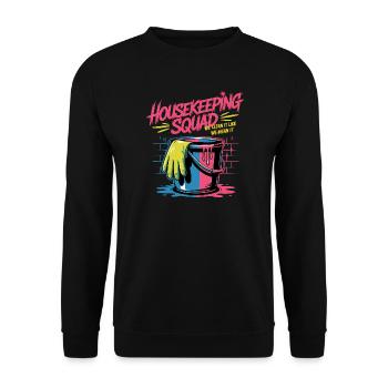 Lustiges Putzen Design - Unisex Pullover - Schwarz - Vorne - Alina (178cm) & Michal (187cm)