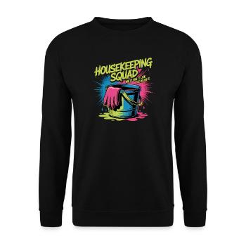 Lustiges Putzen Design - Unisex Pullover - Schwarz - Vorne - Alina (178cm) & Michal (187cm)