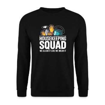 Lustiges Putzen Design - Unisex Pullover - Schwarz - Vorne - Alina (178cm) & Michal (187cm)