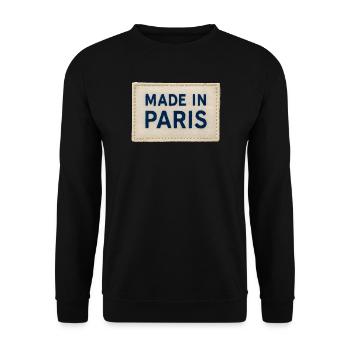Patch Fait à Paris Tissu - Sweat-shirt Unisexe - noir - Devant - Alina (178cm) & Michal (187cm)