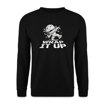  Halloween Mumie Wrap It Up Lustiger Grusel Spruch - Unisex Pullover - Schwarz - Vorne - Alina (178cm) & Michal (187cm)