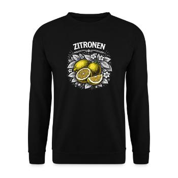 Lemon Power – Illustration rétro de fruits - Sweat-shirt Unisexe - noir - Devant - Alina (178cm) & Michal (187cm)
