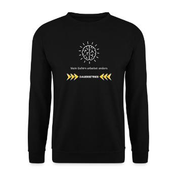 My Brain Works Differently – ADHD Focus Design - Unisex Sweatshirt - black - Front - Alina (178cm) & Michal (187cm)