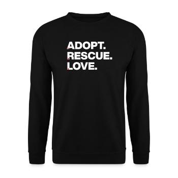 LES PATTES AIMENT, ADOPTEZ L’AMOUR DE SAUVETAGE ! 🐾 ADOPTION ANIMALE - Sweat-shirt Unisexe - noir - Devant - Alina (178cm) & Michal (187cm)
