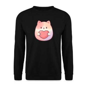 Cuddly Kitten Heart Love - Unisex Sweatshirt - black - Front - Alina (178cm) & Michal (187cm)