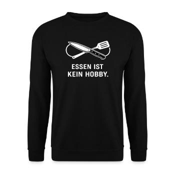 Manger n’est pas un passe-temps – Chemise de chef minimaliste - Sweat-shirt Unisexe - noir - Devant - Alina (178cm) & Michal (187cm)