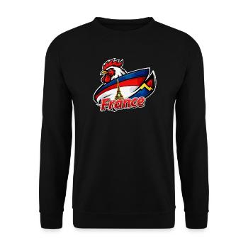Coq français avec drapeau de la tour Eiffel - Sweat-shirt Unisexe - noir - Devant - Alina (178cm) & Michal (187cm)