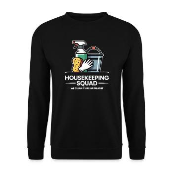 Lustiges Putzen Design - Unisex Pullover - Schwarz - Vorne - Alina (178cm) & Michal (187cm)