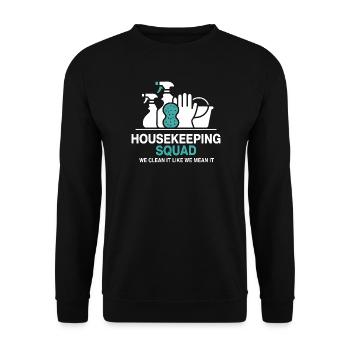 Lustiges Putzen Design - Unisex Pullover - Schwarz - Vorne - Alina (178cm) & Michal (187cm)