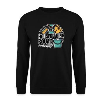 Lustiges Putzen Design - Unisex Pullover - Schwarz - Vorne - Alina (178cm) & Michal (187cm)