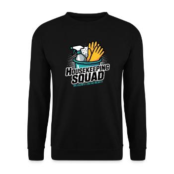 Lustiges Putzen Design - Unisex Pullover - Schwarz - Vorne - Alina (178cm) & Michal (187cm)