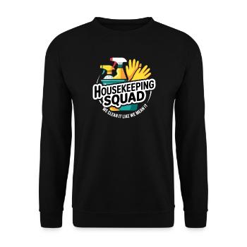 Lustiges Putzen Design - Unisex Pullover - Schwarz - Vorne - Alina (178cm) & Michal (187cm)