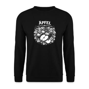 Apple Woodcut Botanical Print - Unisex Sweatshirt - black - Front - Alina (178cm) & Michal (187cm)