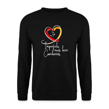 T-shirt couple humour imparfaits bien coordonnés. - Sweat-shirt Unisexe - noir - Devant - Alina (178cm) & Michal (187cm)