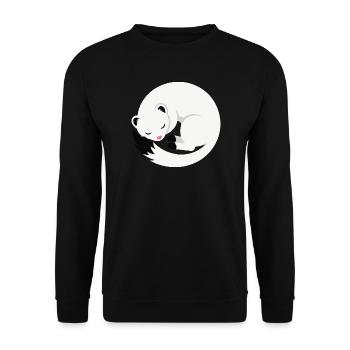 Cute sleeping ermine minimalist style - Unisex Sweatshirt - black - Front - Alina (178cm) & Michal (187cm)