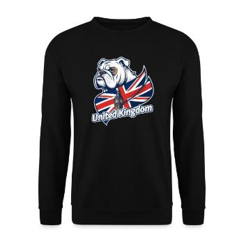 Bulldog with UK flag and Big Ben - Unisex Sweatshirt - black - Front - Alina (178cm) & Michal (187cm)