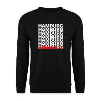 HAMBURG SKYLINE SILHOUETTE! - Unisex Pullover - Schwarz - Vorne - Alina (178cm) & Michal (187cm)