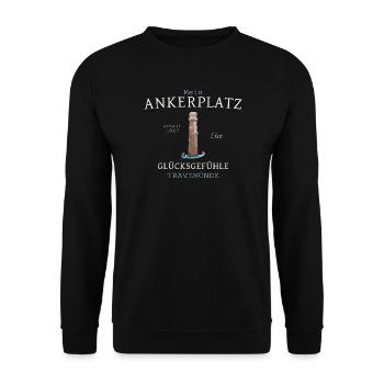 My anchorage Travemünde lighthouse, drawing - Unisex Sweatshirt - black - Front - Alina (178cm) & Michal (187cm)