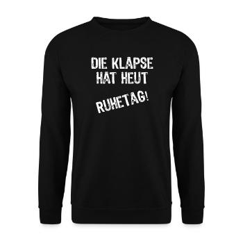 Die Klapse hat heut Ruhetag - Unisex Pullover - Schwarz - Vorne - Alina (178cm) & Michal (187cm)