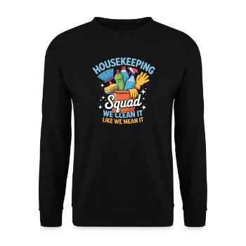 Lustiges Putzen Design - Unisex Pullover - Schwarz - Vorne - Alina (178cm) & Michal (187cm)