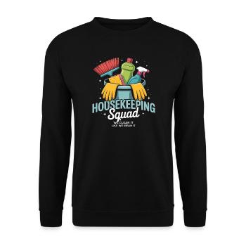 Lustiges Putzen Design - Unisex Pullover - Schwarz - Vorne - Alina (178cm) & Michal (187cm)