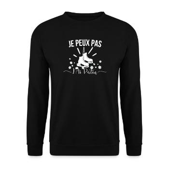 Rollschuh-Humor Ich Schlittschuh Ich kann nicht Ich patze - Unisex Pullover - Schwarz - Vorne - Alina (178cm) & Michal (187cm)
