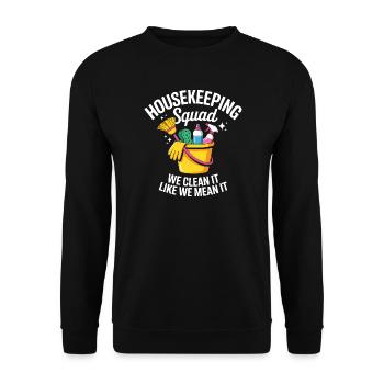 Lustiges Putzen Design - Unisex Pullover - Schwarz - Vorne - Alina (178cm) & Michal (187cm)