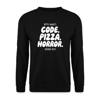 Byte Nights: Code Pizza Horror - Unisex Sweatshirt - black - Front - Alina (178cm) & Michal (187cm)