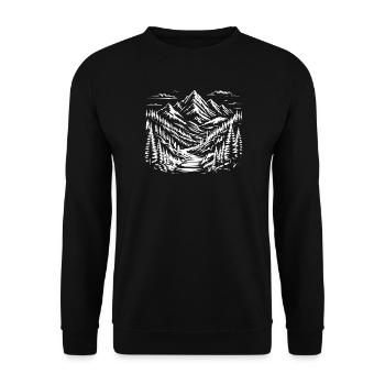 Paysage esquissé de montagne - Sweat-shirt Unisexe - noir - Devant - Alina (178cm) & Michal (187cm)