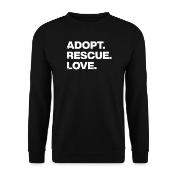 ADOPTER, SAUVER, AIMER, ANIMAL AMOUR, ADOPTION D’ANIMAUX DE COMPAGNIE w - Sweat-shirt Unisexe - noir - Devant - Alina (178cm) & Michal (187cm)