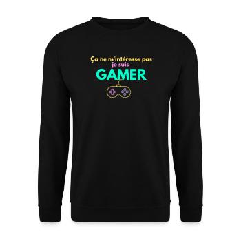 Gamer Attitude – I'm not interested in it - Unisex Sweatshirt - black - Front - Alina (178cm) & Michal (187cm)