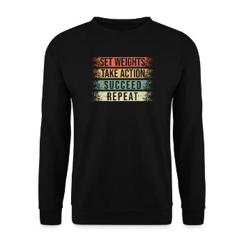 Fitness Motivation Bodybuilder Set Weights - Unisex Sweatshirt - black - Front - Alina (178cm) & Michal (187cm)
