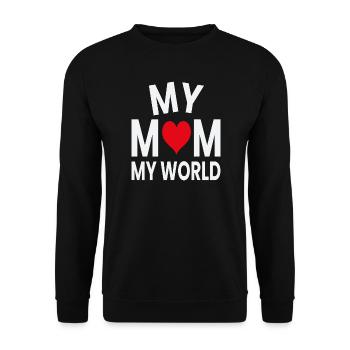My Mother My World Heart - Unisex Sweatshirt - black - Front - Alina (178cm) & Michal (187cm)