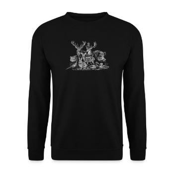 Silhouette des habitants de la forêt - Sweat-shirt Unisexe - noir - Devant - Alina (178cm) & Michal (187cm)