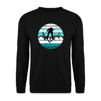 Ski Retro Sunset Skifahren Wintersport - Unisex Pullover - Schwarz - Vorne - Alina (178cm) & Michal (187cm)