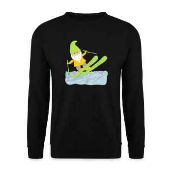 Dwarf skiing, old ski bunny, yellow, green - Unisex Sweatshirt - black - Front - Alina (178cm) & Michal (187cm)