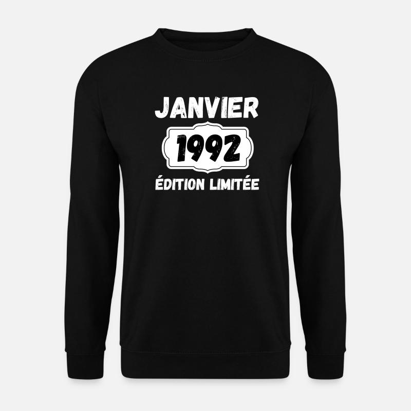 Janvier 1992 Édition Limitée Anniversaire - Sweat-shirt Unisexe - noir