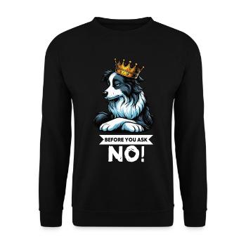Avant que vous ne demandiez Border Collie Hütehund Collie - Sweat-shirt Unisexe - noir - Devant - Alina (178cm) & Michal (187cm)