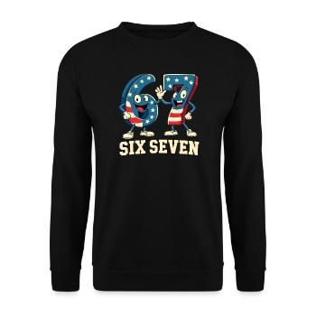 US Flag 67 Memes Six Seven - Unisex Sweatshirt - black - Front - Alina (178cm) & Michal (187cm)