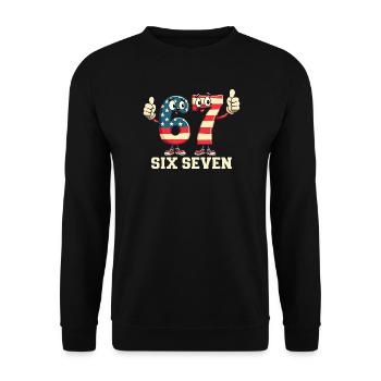 US Flag 67 Memes Six Seven - Unisex Sweatshirt - black - Front - Alina (178cm) & Michal (187cm)