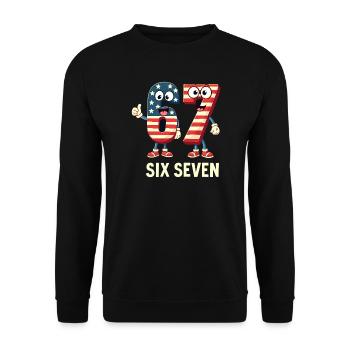 US Flag 67 Memes Six Seven - Unisex Sweatshirt - black - Front - Alina (178cm) & Michal (187cm)
